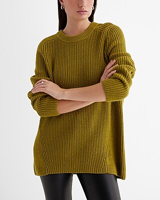 London Ribbed Knit Crew Neck Oversized Sweater