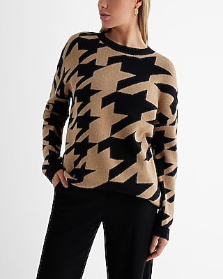 London Houndstooth Crew Neck Oversized Sweater Black Women's S