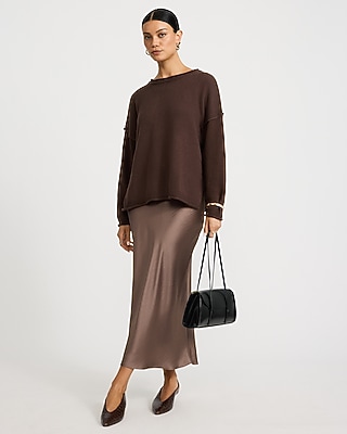 Boat Neck Roll Hem Oversized Sweater