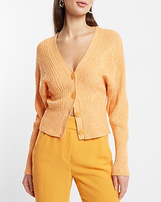 Cable V-Neck Knit Button Front Cardigan