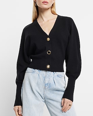 Skimming V-Neck Mixed Button Cardigan