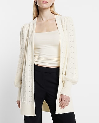 Pointelle Balloon Sleeve Cardigan