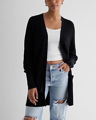 Ribbed Balloon Sleeve Pocket Cardigan