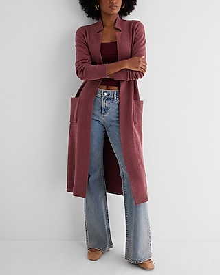 Collared Duster Cardigan Purple Women's L