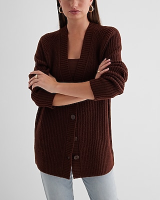 London Button Front Cardigan Brown Women's L