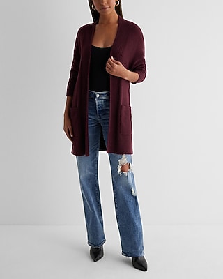 Plush Knit Cardigan Red Women's S