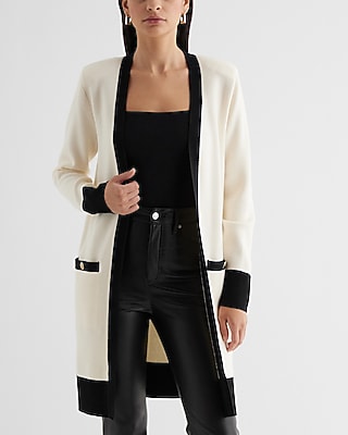 Tipped Padded Shoulder Novelty Button Cardigan