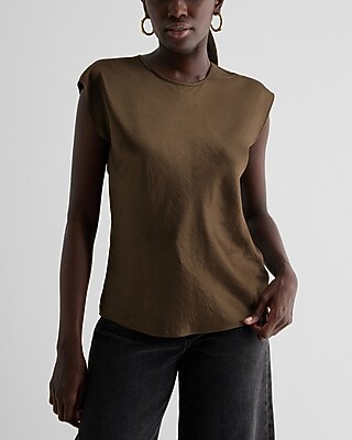 Satin Crew Neck Gramercy Tee Green Women's XS