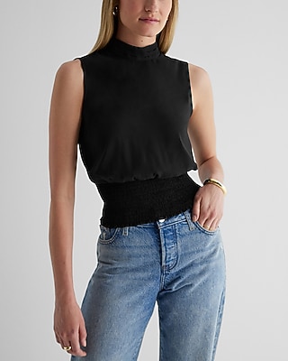 Mock Neck Smocked Gramercy Tank