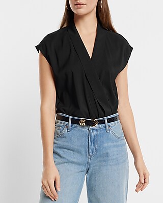 V-Neck Surplice Gramercy Bodysuit Black Women's M