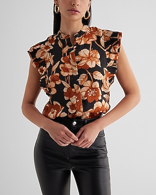 Floral Flutter Sleeve Button Up Gramercy Tee