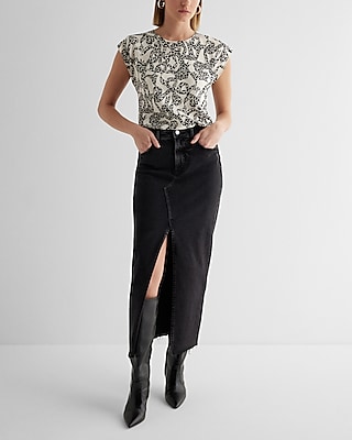 Satin Printed Crew Neck Gramercy Tee