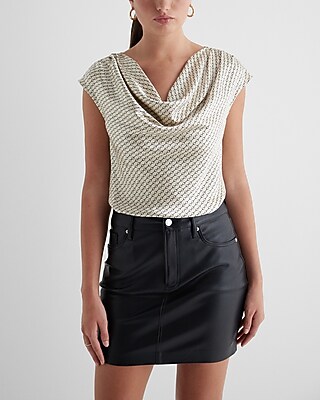 Satin Printed Cowl Neck Gramercy Bodysuit