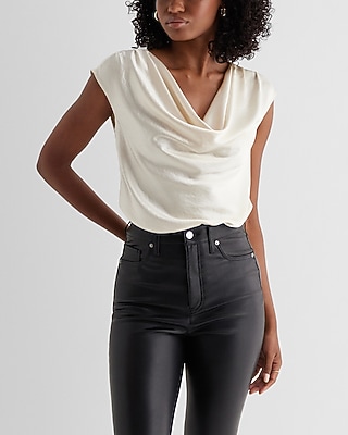 Satin Cowl Neck Gramercy Bodysuit White Women's M