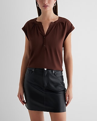 Gathered Half Button Up Gramercy Tee