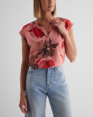 Floral Gathered Half Button Up Gramercy Tee