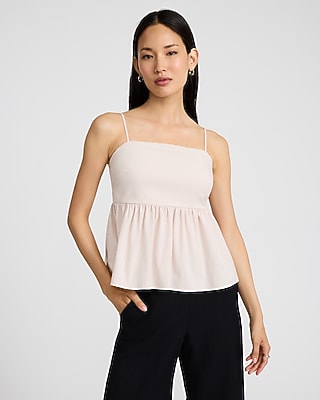 Poplin Square Neck Peplum Babydoll Cami