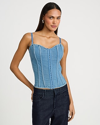 Denim Sweetheart Corset Tube Top