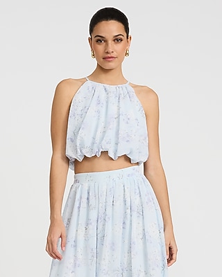 Floral Chiffon Cropped Bubble Cami