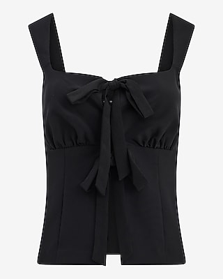 Sweetheart Bow Front Tailored Cutaway Top in Studio Stretch Twill