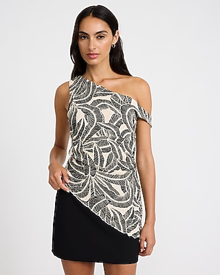 Printed One Shoulder Asymmetrical Top