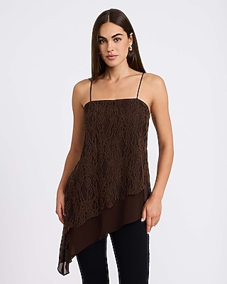 Lace Asymmetrical Hem Tunic Cami