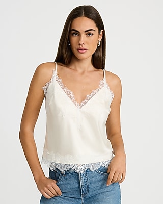 Satin Lace Trim V-Neck Cami