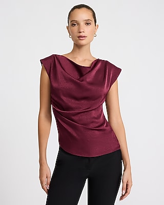 Satin Textured One Shoulder Draped Top
