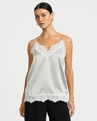 Satin Lace Trim V-Neck Cami