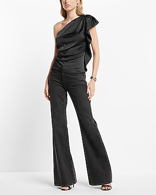 Satin Ruffle One Shoulder Top