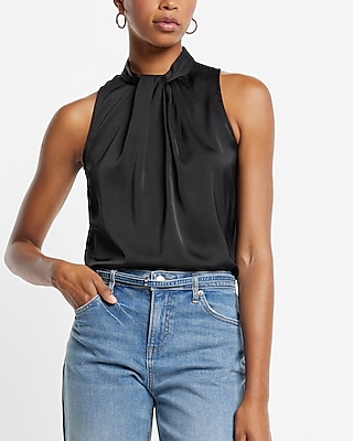 Satin Twist Halter Neck Tank