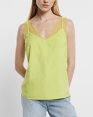 Satin Lace Strap V-Neck Downtown Cami Yellow Women's XS