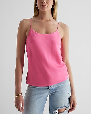 Satin Scoop Neck Downtown Cami Pink Women's XS