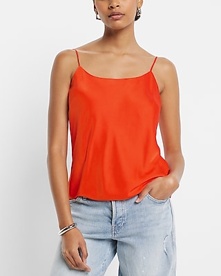 Satin Scoop Neck Downtown Cami Orange Women's S
