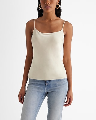 Satin Scoop Neck Downtown Cami Neutral Women's M