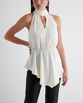 Halter Neck Cutout Asymmetrical Hem Tank