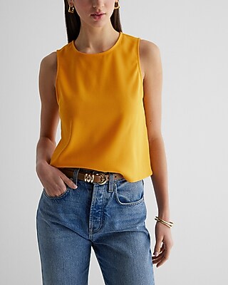 Crew Neck Crop Top Orange Women's XL