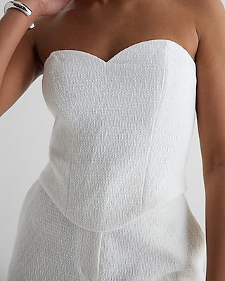 Metallic Tweed Sweetheart Neckline Corset Tube Top