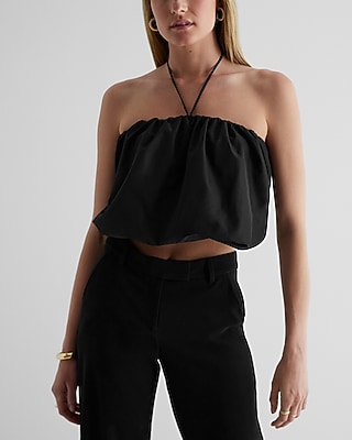 Halter Neck Bubble Crop Top