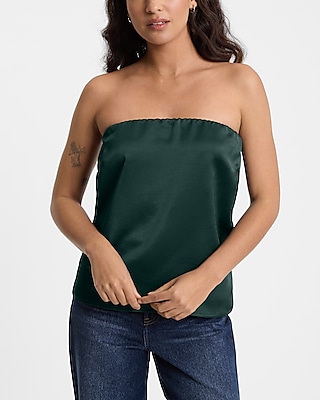 Express Women's Satin Tube Top in Emerald
