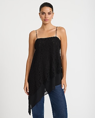 Lace Asymmetrical Hem Tunic Cami