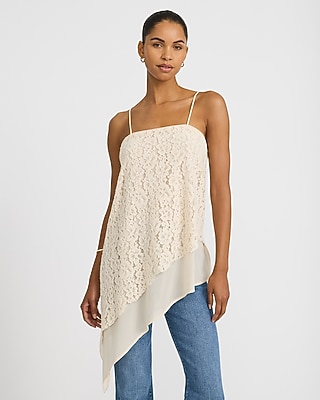Lace Asymmetrical Hem Tunic Cami