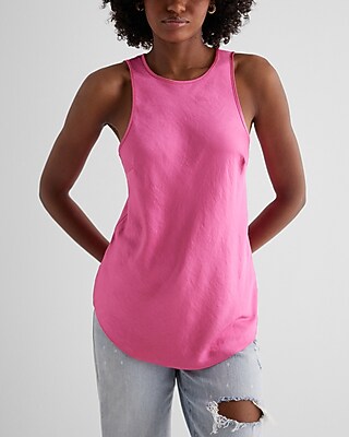 Satin Crew Neck Tank Pink Women's XS