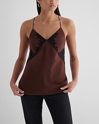 Satin Lace V-Neck Cross-Back Downtown Cami