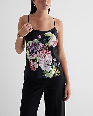 Satin Floral Scoop Neck Downtown Cami