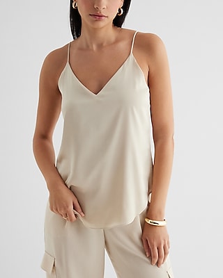 Satin V-Neck Downtown Cami Neutral Women's M