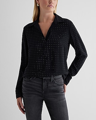 Rhinestone Studded Portofino Shirt