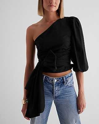 One Shoulder Tie Waist Top