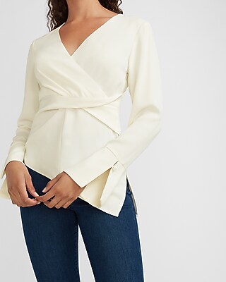 Image of Asymmetrical Twist Front Top White Women's XXS
