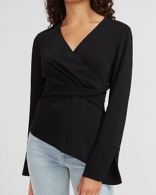 Image of Asymmetrical Twist Front Top Black Women's XXS